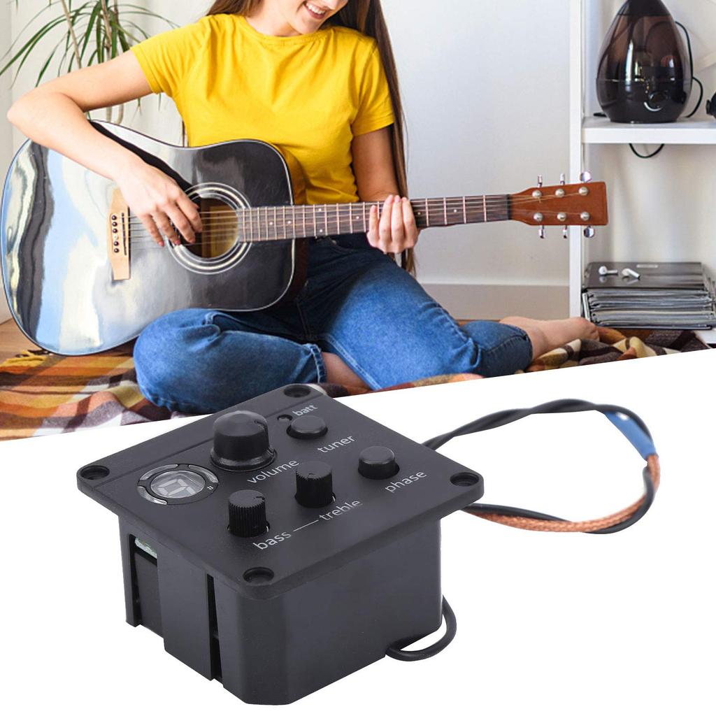 Ongwan Acoustic Guitar Pickup with Onboard Preamp and Equalizer Attaches To Soundhole of Instrument EQ,