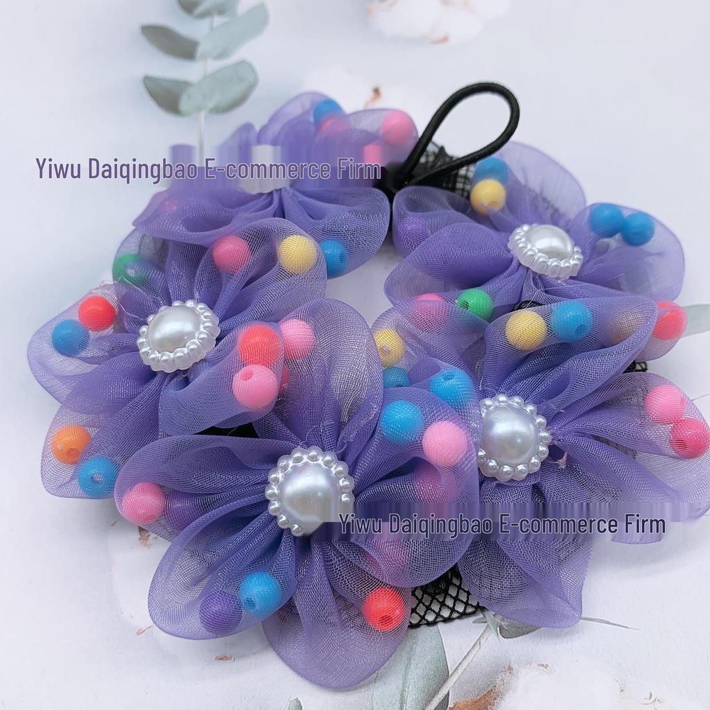 Children's Pearl Floral Hair Net: Cute Bun Styling Tool for Festival and Performance