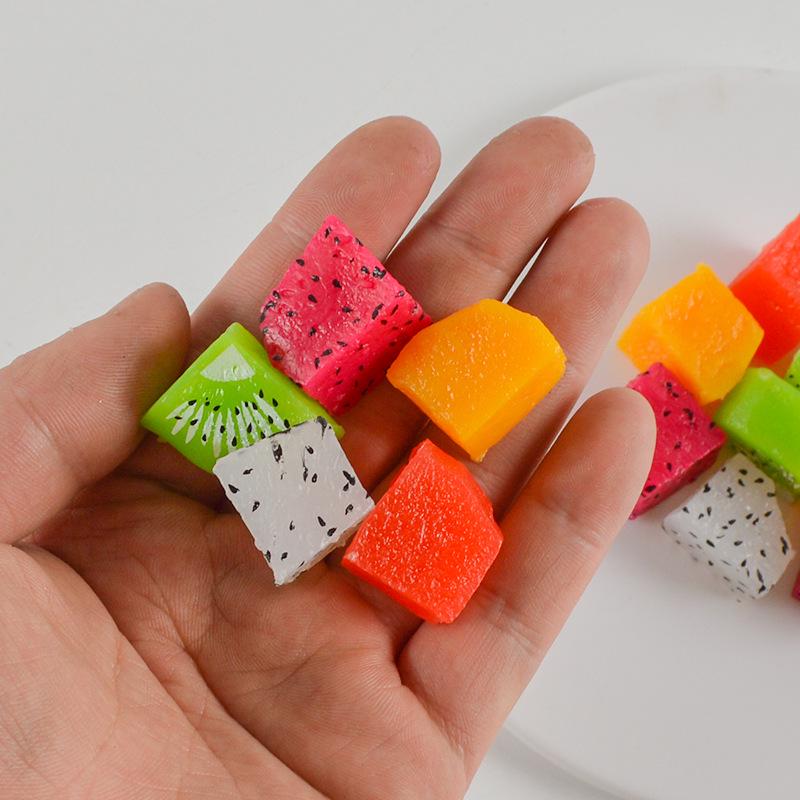 Dragon Fruit, Watermelon, and Mango Cubes - Model Cake Decoration & DIY Fruit Salad Toy Accessories
