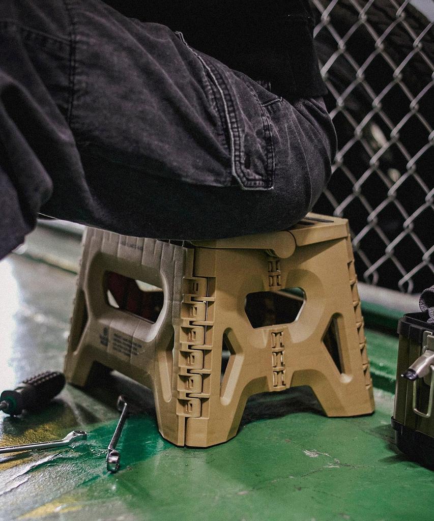 GORDON MILLER Folding Step Low, Folding Step Stool, Car Wash Platform, Outdoor Camping, Dark Gray