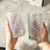 Embossed Threaded Glass Cup American Coffee Cup Soda Sparkling Water Beverage Kwai Juice Milk Breakfast Cup