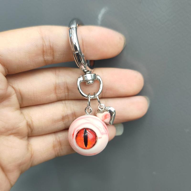 Gothic Demon Heart Eye Pendant Necklaces Resin Couple Keychain Pendant Halloween Backpack Decor Charms Jewelry Gifts