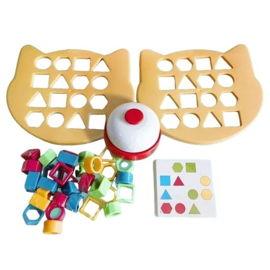 1 Set Geometry Shape Matching Game Toddlers Boys Girls Logic Focus Training Color Shape Learning Educational Toy Multi-player Interactive Puzzle Board