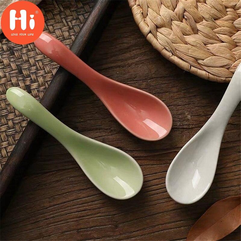 Cucchiaio da Zuppa Riso Ceramica Giapponese Porcellana Cucchiaino Caffè Dessert Stoviglie Portatili
