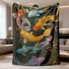 1pc 2026 Latest Flannel Blanket | Sdoo Koi Fish Print, Soft Warm All-Season White Bedspread with Golden, Blue, Red Koi & Lily Pads, Thick Cozy Throw F
