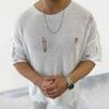 2025 Summer New Knitted Sweater for Men, Openwork Round Neck Short Sleeve