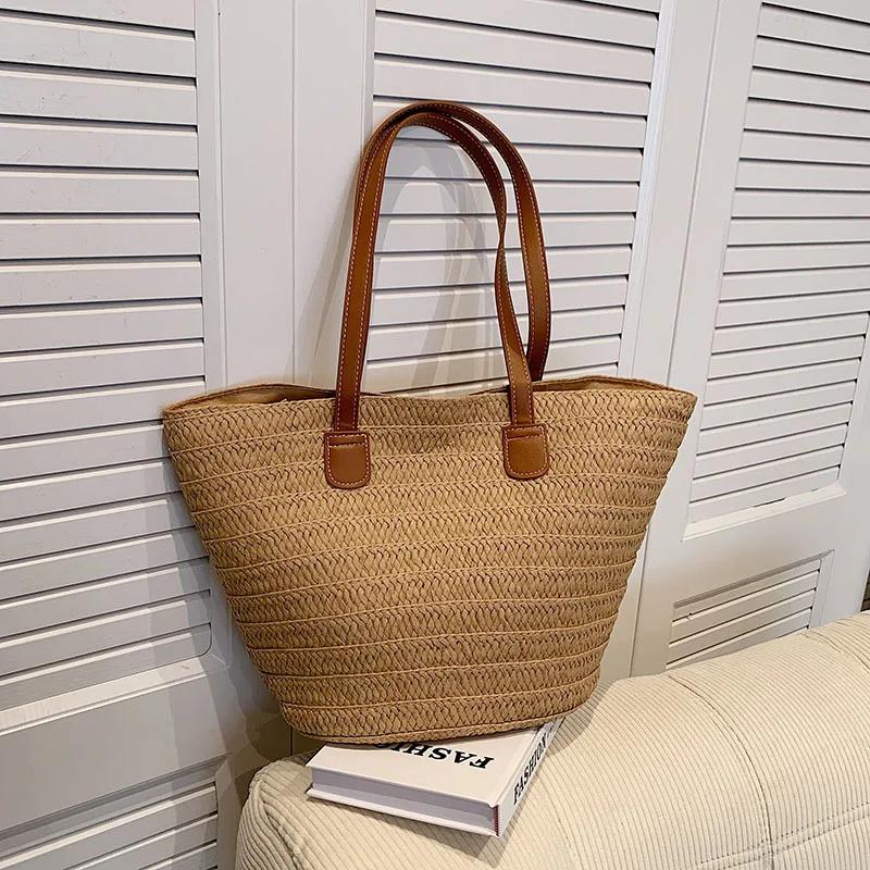 

Women s Large Capacity Shoulder Bag Summer Straw Woven Basket Handbag Fashi Female Luxury Designer Beach Bag Bali Shopper Tote