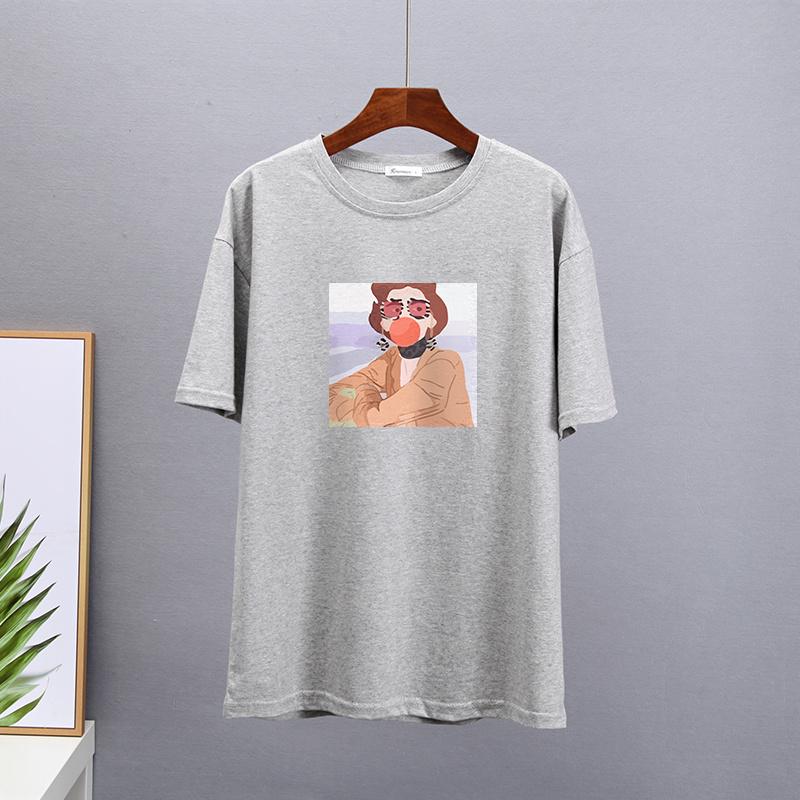 Hirsionsan Kawaii Graphic Printed T Shirts Women Summer Plus Size Harajuku Cotton Tees Oversized Casual Short Sleeves Female Top