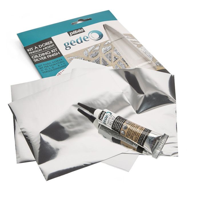 Kit à dorer - 3 feuilles miroir et mixtion 20 ml - Finition argent