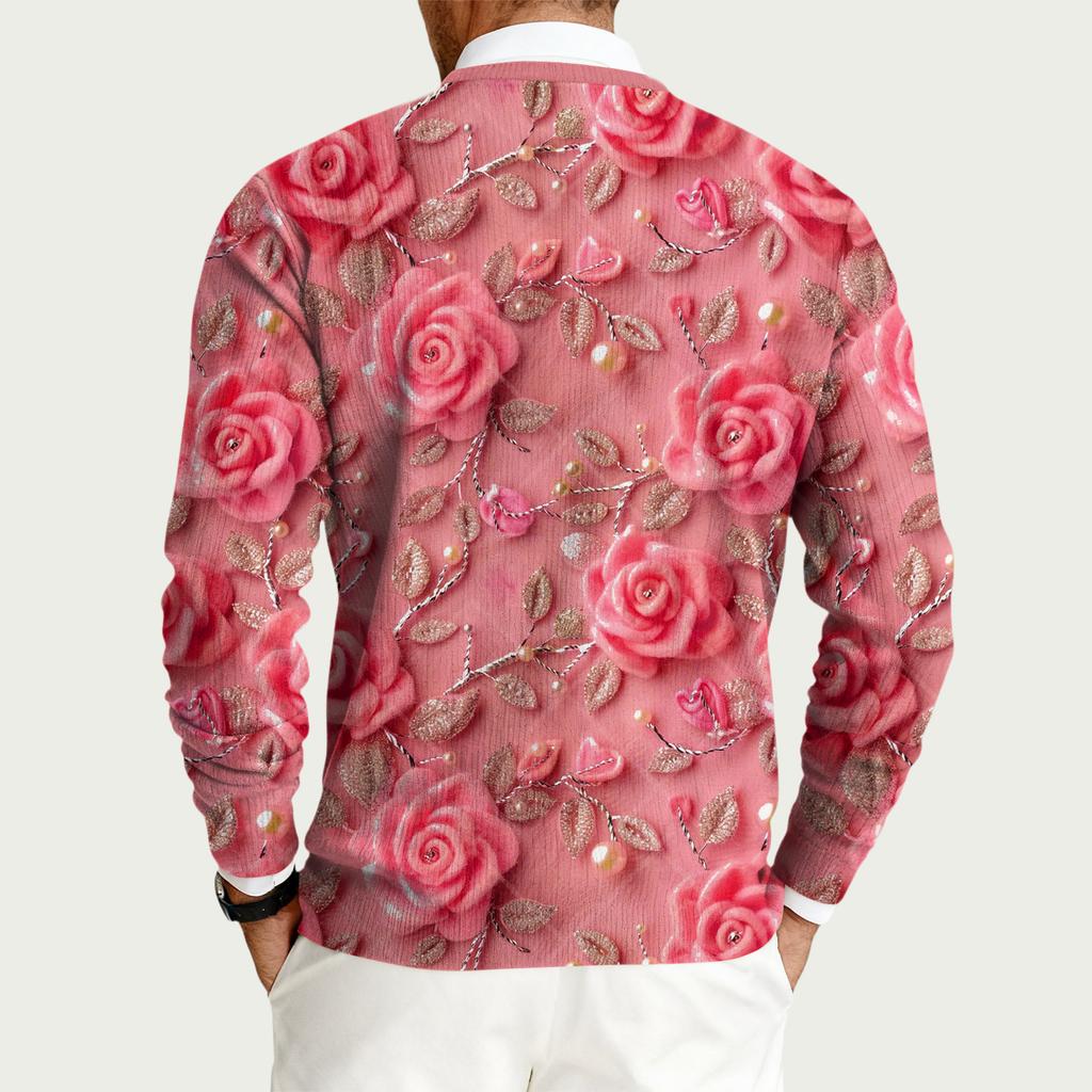Herren Rundhals Langarm Rippstrick Pullover