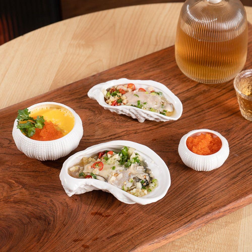 Ceramic Oyster Plate Irregular Storage Dish Kitchen Organizer Sushi Sashimi Plate Dim Sum
