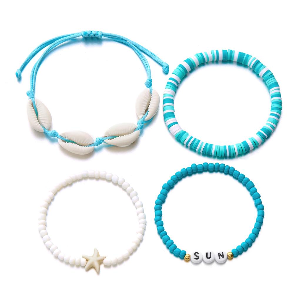 Women's bracelet set - Bohemian style starfish shell bracelet