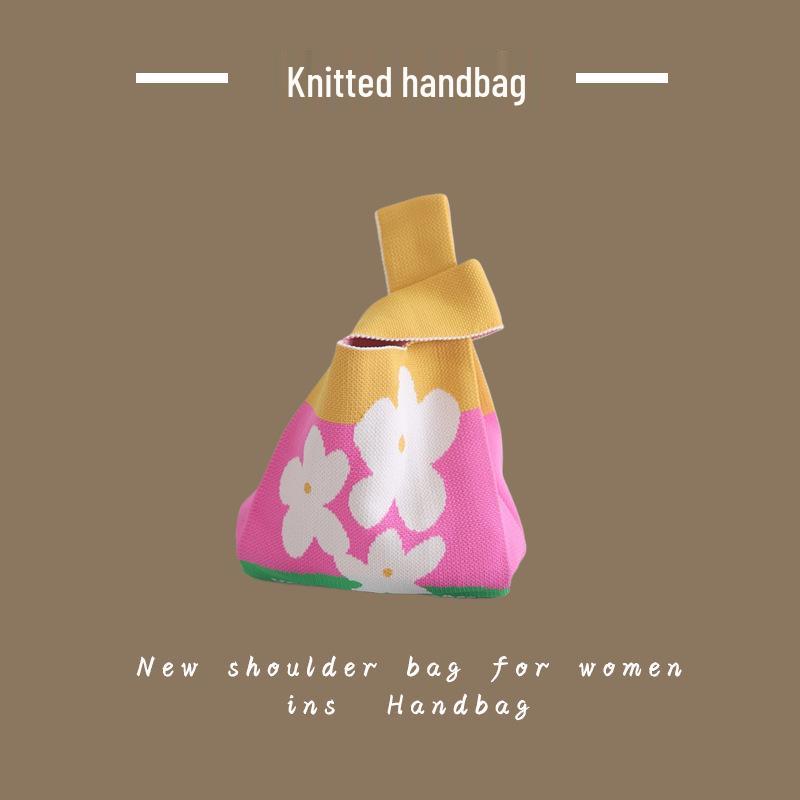 Trendy Women's Knitted Wool Bucket Handbag - Casual Tote & Lunch Box Bag