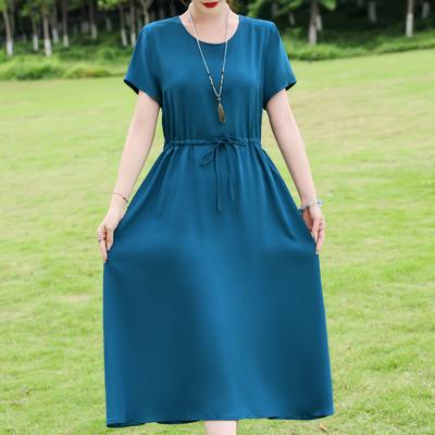 Elegant Women's Summer Dress Plus Size Short Sleeve Casual Long Dresses Vintage Clothes