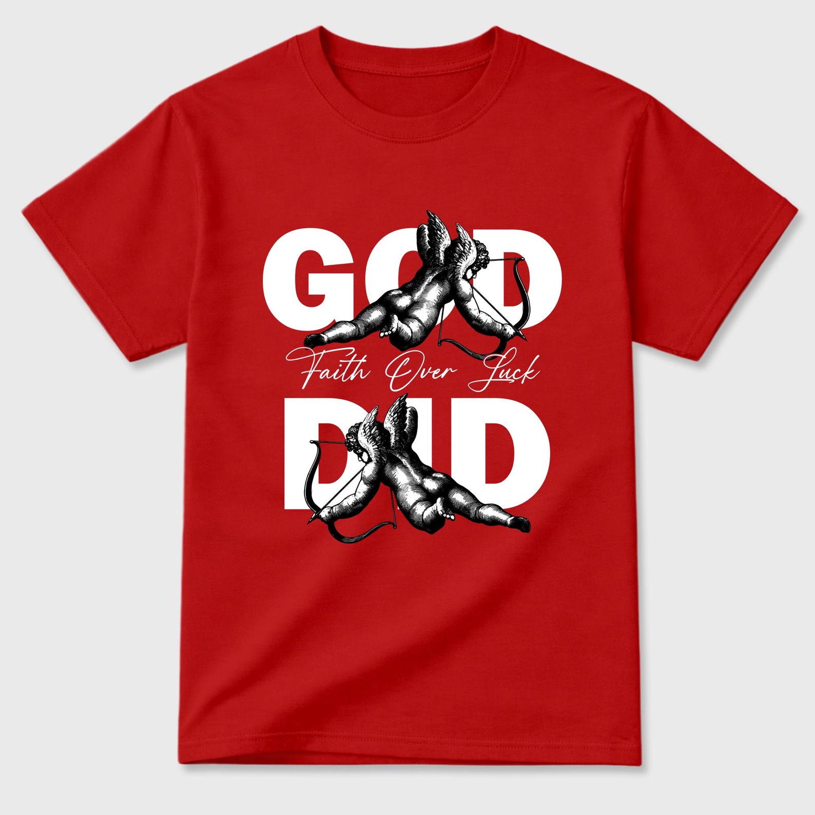 God Did graphic tee. Streetwear Brand Graphic T-Shirt. AJ13 University Red S
