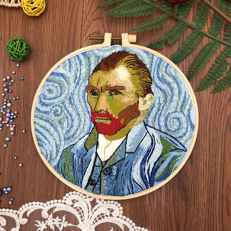 1pc Van Gogh Self-Portrait Pattern Embroidery DIY Fabric Craft Kit