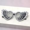 Fashion Sunglasses Fashionable Love Pearl Sunglasses Heart Shaped Sunglasses Anti-Ultraviolet For Party Cycling Outdoor Sports