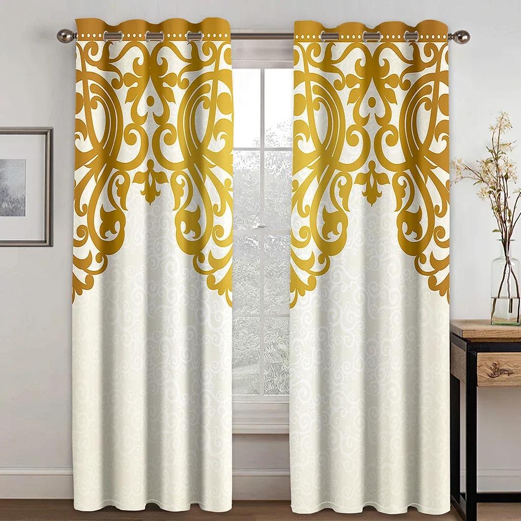 3D Luxury Black Gold Geometric Custom CheapWindow Curtains Blinds For Living Room Kids Bedroom Bathroom Kicthen Door Home Decor2