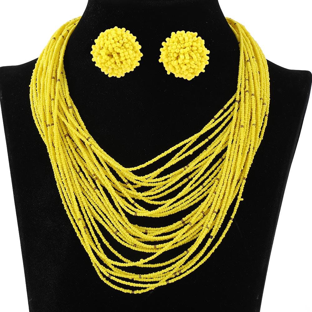 Богемський Багатошаровий Набір Сережок з Рисового Бісеру Ланцюжок для Светра Жіночі Багатошарові Прикраси Ретро Етнічний Стиль