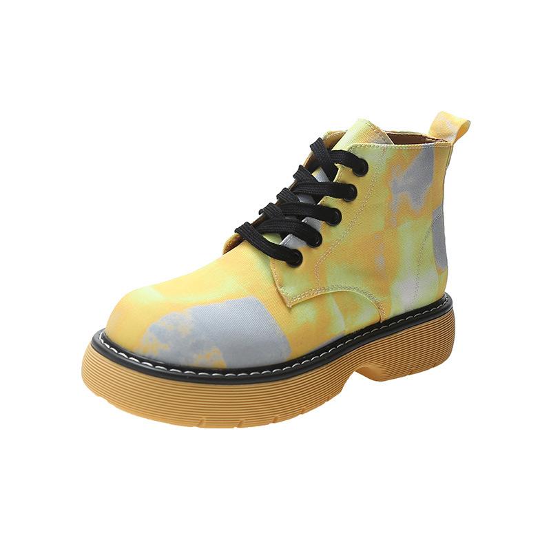 Модные ботинки Martin весна и осень новые уличные короткие ботинки на толстой подошве женские одинарные ботинки 35 жёлтый 3119₽