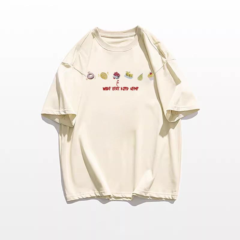 2025 Summer Women's Loose Fit Pure Cotton Short Sleeve T-shirt - Korean Style High Street Design