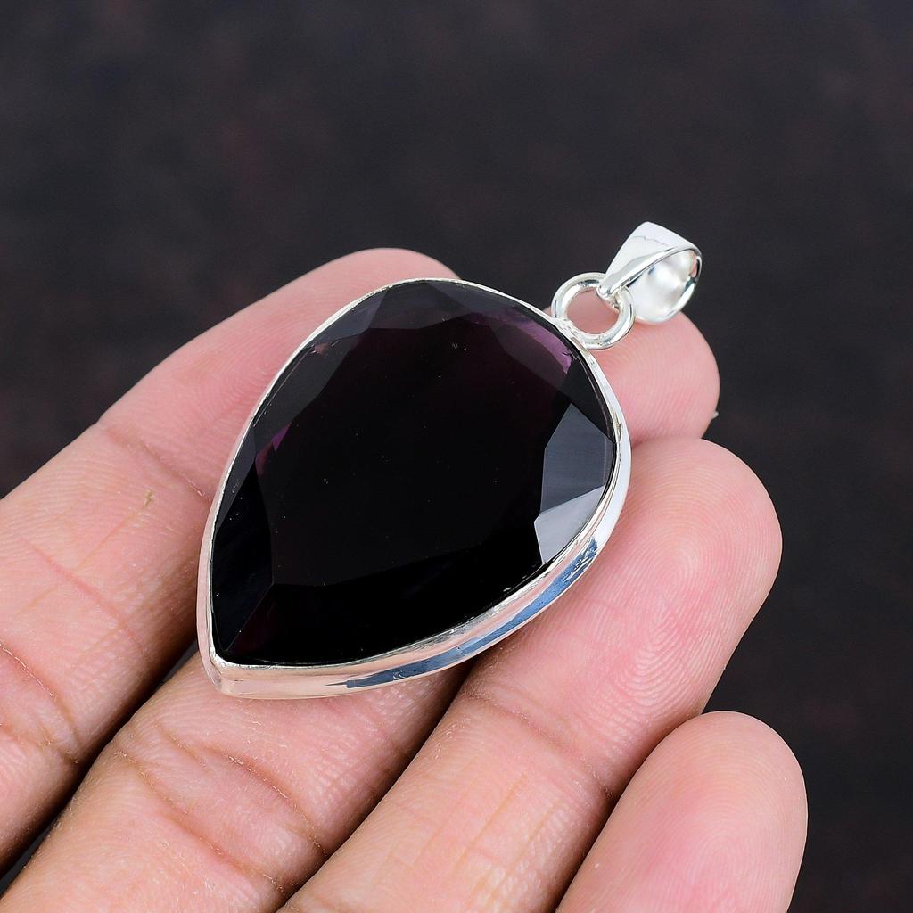 Faceted African Amethyst Pendant Handmade Pendant Real Gemstone Jewelry 925 Sterling Silver Pendant Unique Design Pendant Anniversary Gifts