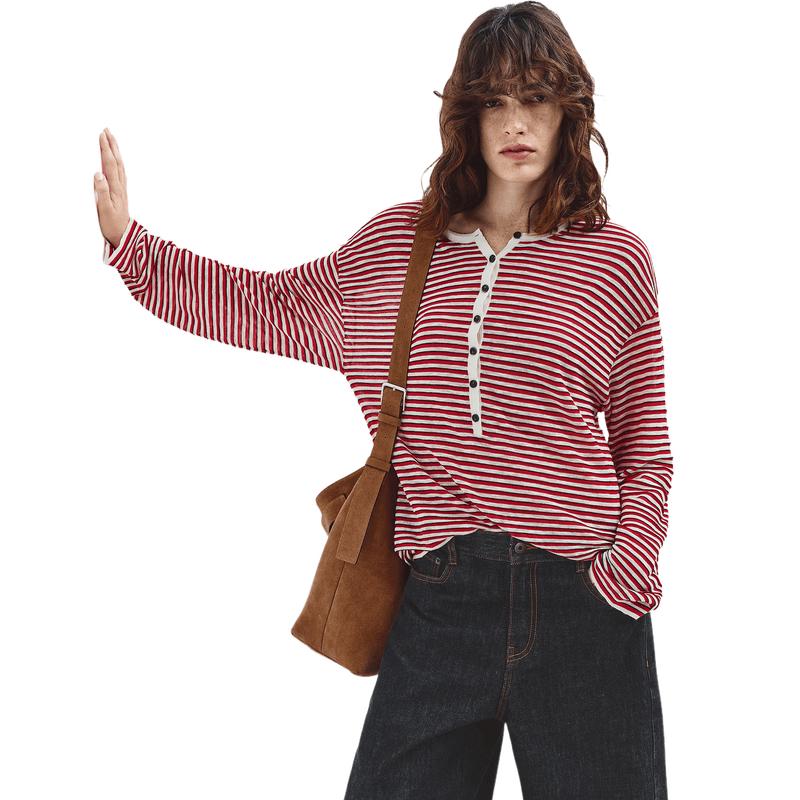 MOCo. Striped Cotton Blend Round Neck Sweater S