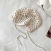 Hollow bow pearl fringed bag head hat women's retro fashion versatile face small knitted pile hat
