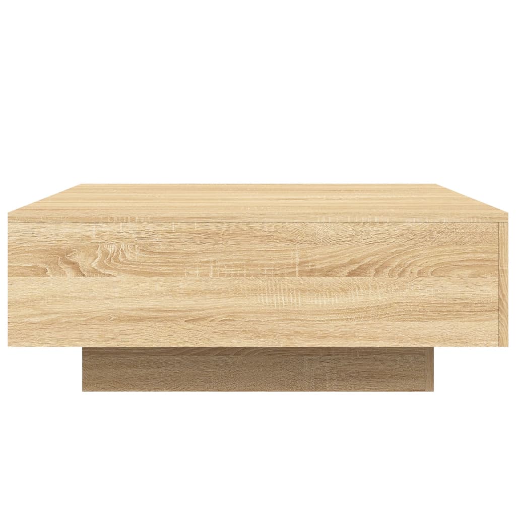 LED Coffee Table, Sonoma Oak, 80x80x31 Cm