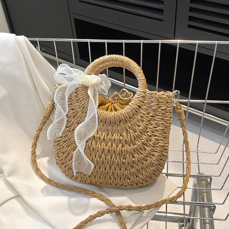 Summer New Bag Trendy Straw Vegetable Basket Women's Bag Portable Shoulder Beach Bag