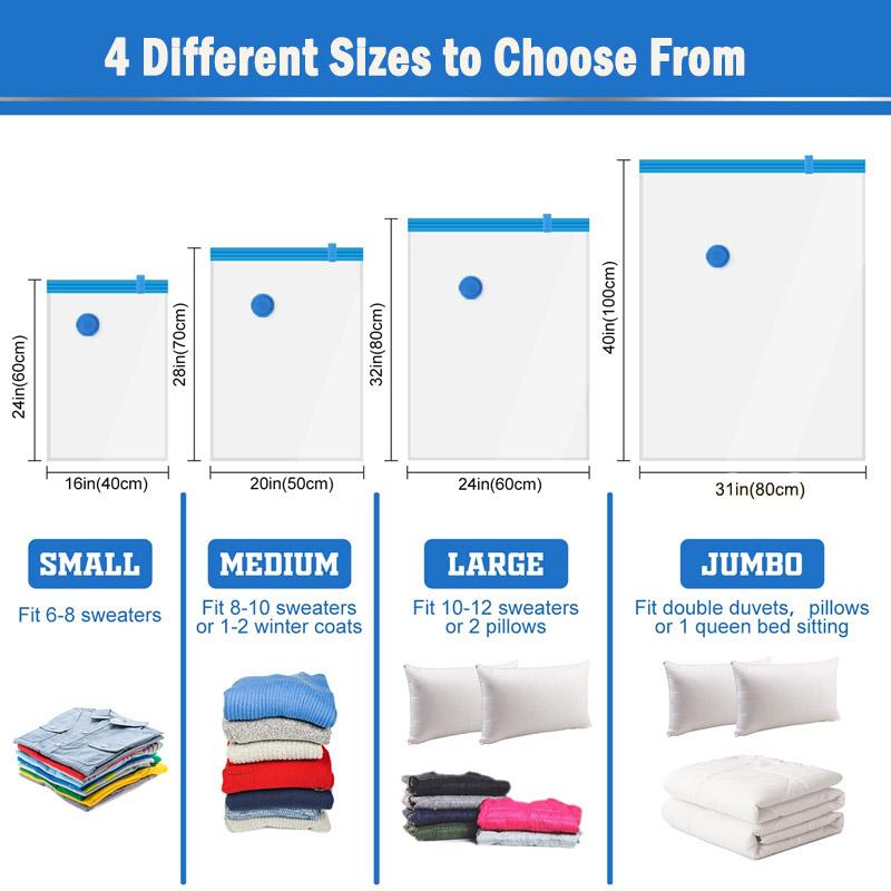 Vacuum Storage Bags With Valve Folding Compressed Space Saving Clothes Storage Big Size For Towel Cloth Blanket