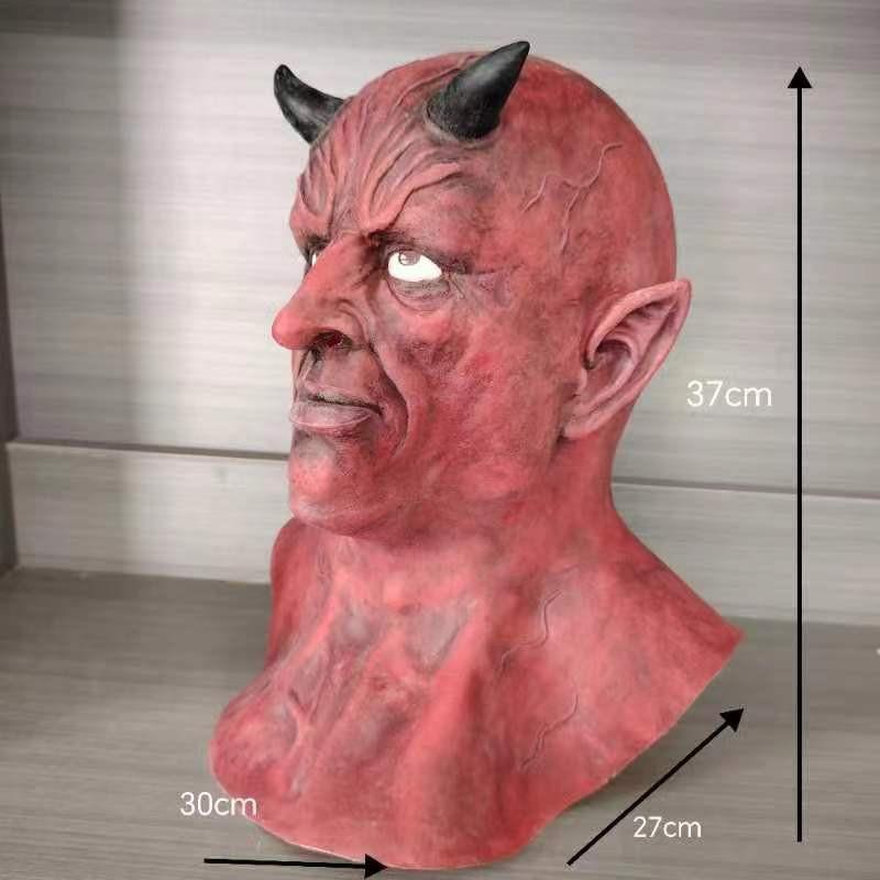 Halloween Full Face Devil Horn Mask Latex Horror Cosplay Costume Party Haunted House