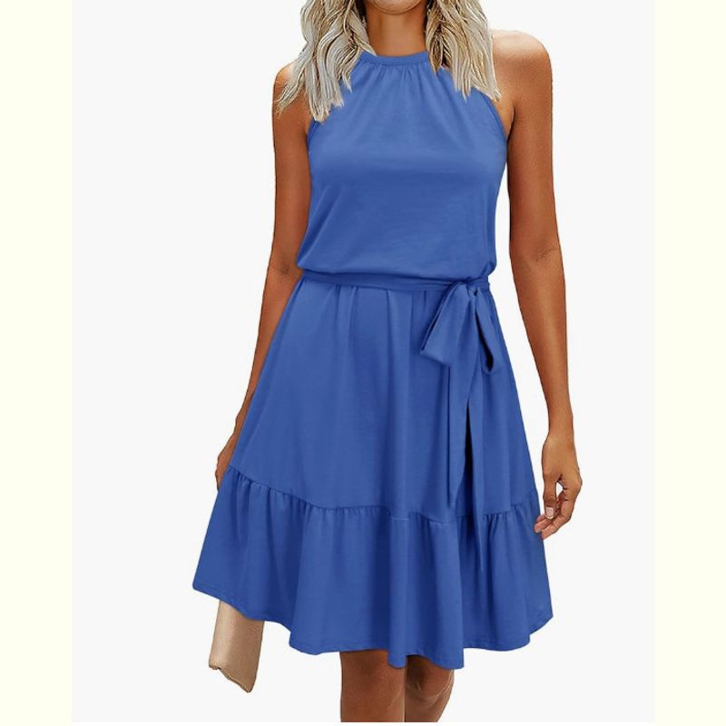 

Solid Color round Neck Sleeveless Dress Solid Color round Neck Sleeveless Dress Female Navy XXL