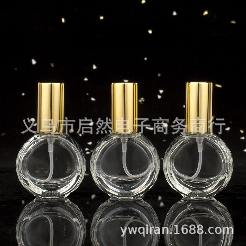 10ML Transparent Glass Flat Round Perfume Bottle, Refillable & Portable Sample Container