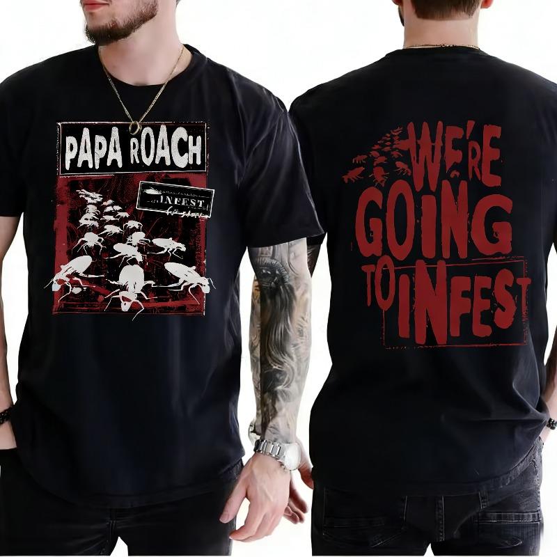 PAPA ROACH Rock Band Tshirt Cotton Summer Mens Hip Hop Casual Street Vest Graphic Print Loose Tshirt Hip Hop Streetwear