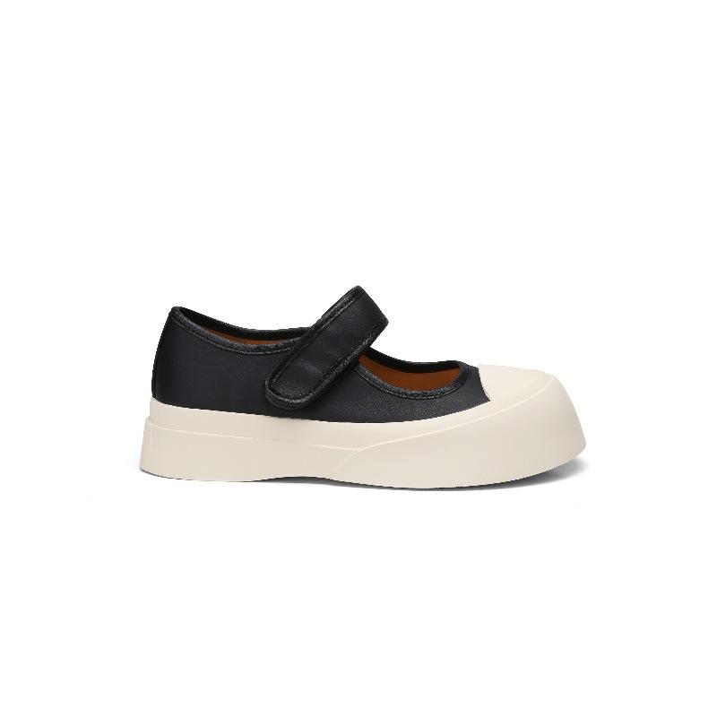 

Версия из овчины, универсальные парусиновые туфли на липучке, женские маленькие белые туфли, одно слово, на толстой подошве, туфли Мэри Джейн, одинарные 40