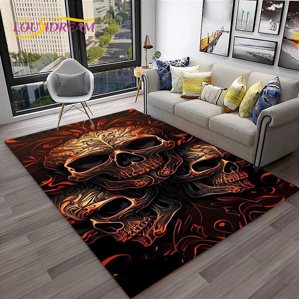 

3D Gothic Horror Skull Carpet Rug for Home Living Room Bedroom Sofa Playroom Doormat Decor,Kid Game Area Rug Non-slip Floor Mat 40x60cm