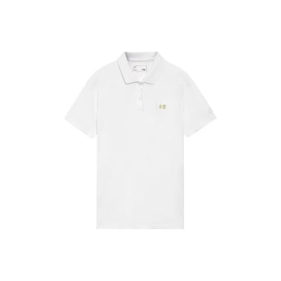 Li Ning Sports Trend Series SS22 Solid Color Logo Short Sleeve Polo Shirt Women Tops White APLS058-2