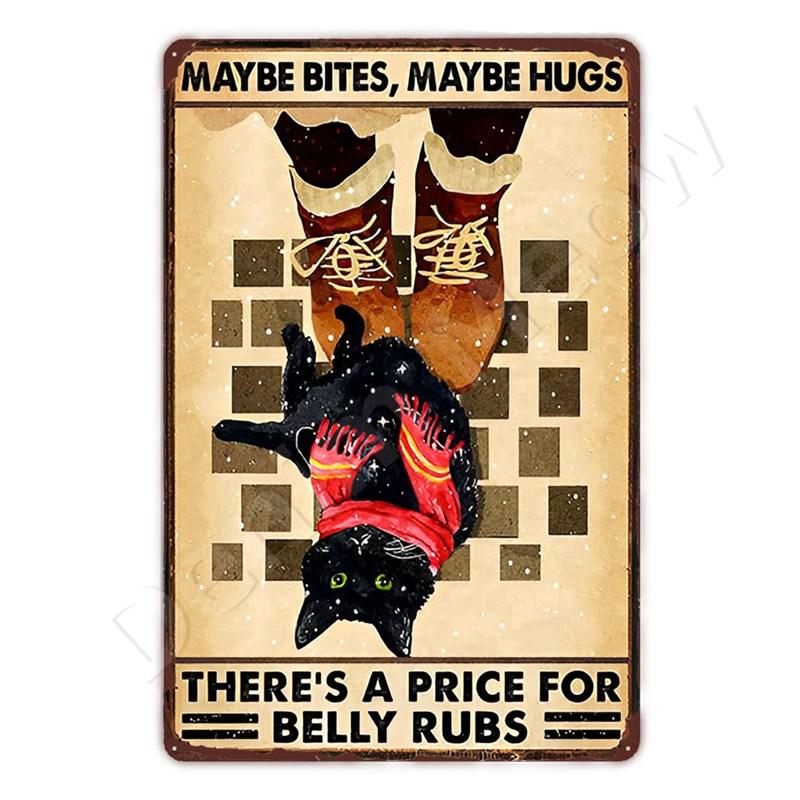 Vintage Metal Sign, That's What I Do I Play Guitar, Dancing Cat, Black Cat, Funny Tin Sign, Rustic Bar, Cafe, Home Decor Gift
