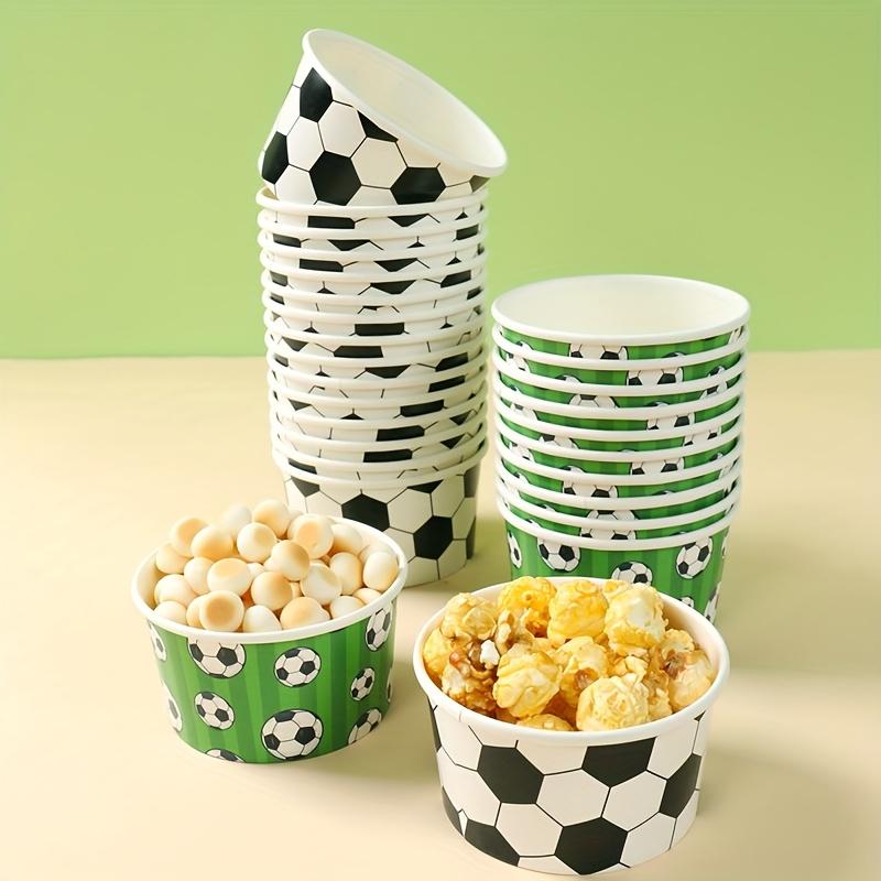 10PCS Soccer Theme Disposable Paper Cups and Bowls Set, Snack Serving for Birthday Baby Shower Party