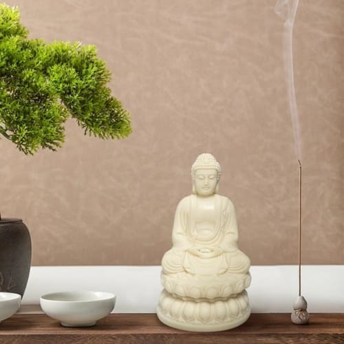 YUYAKESHI Buddha Statue, Seated Buddha Statue, Amulet, Good Luck, Feng Shui, Buddha Statue, Coconut Fruit, Lotus Pedestal, Buddhist Altar Figurine, 12