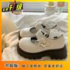 Sweet Sister Bow Shallow Mouth Pearl Mary Jane Shoes Spring and Summer New Thick Sole Heightening Japanese Small Leather Shoes Women
