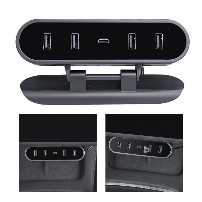 Compatible For Car 3/Y Glovebox Shunt Expansion Splitter Hub Ports Fast Charging Adapter HUB Docking Station Foldable