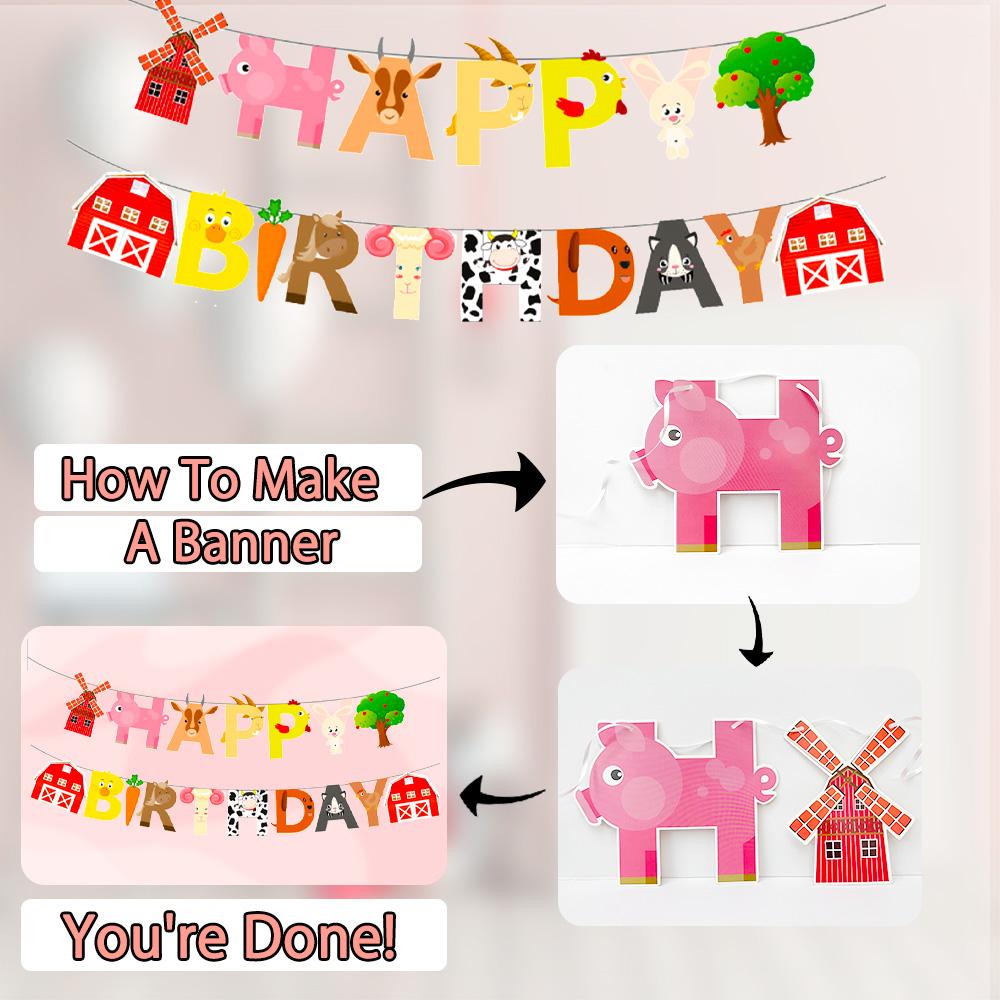 130 Stück Bauernhof Tiere Tischgeschirr für Kinder, Bauernhof Geburtstag Dekorationen Tischgeschirr Set - Bauernhof Party Teller Becher Servietten Tischdecke Banner etc.