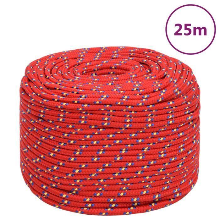 152390 vidaXL Corde de bateau Rouge 6 mm 25 m Polypropylène