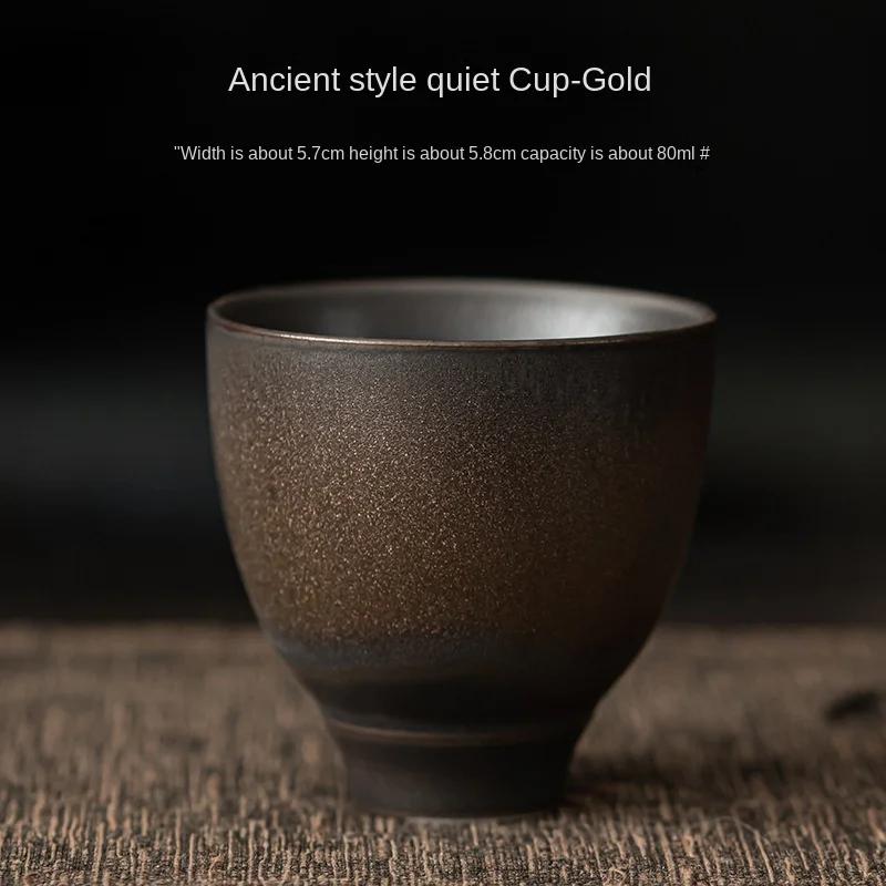 Japanese Style Handmade Retro Stoneware Tea Cup Ceramic Kung Fu Tea Cup Fragrance-Smelling Cup Small Single Cup Teacup Bowl Mug