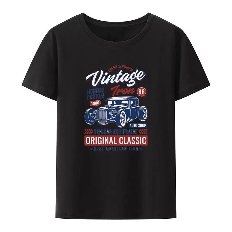 Speed Power Vintage Iron Hotrod Custom 1986 Auto Shop Genuine Equipment Original Classic Real American Iron Casual Print T Shirt