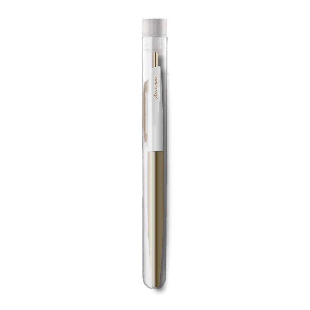 Anterique Ballpoint Snow Oil-Based Pen, 0.5mm, Brass, White, BP2-SW
