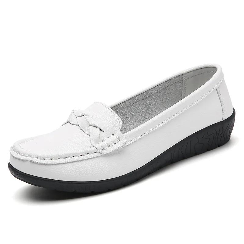Spring Autumn Women's Shoes New Fashion Nurse Shoes Casual Flat Comfort Anti Slip Lightweight Bulltendon Bottom Flat Shoes 2025