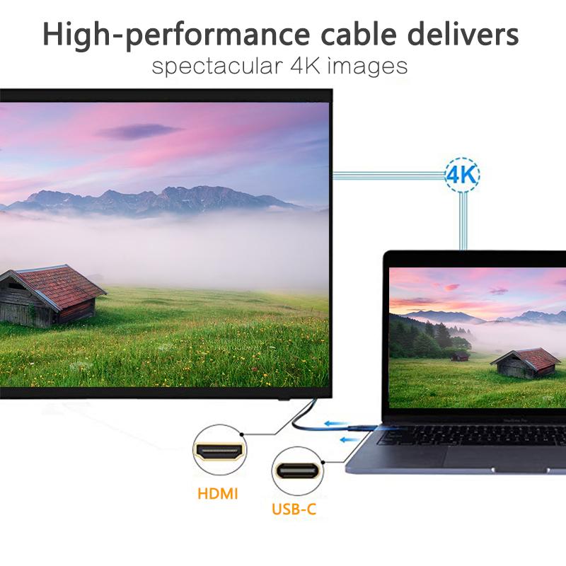 1.8m USB Type-C to HDMI Cable HD 4K Video Transmission Cord for HDTV Projector